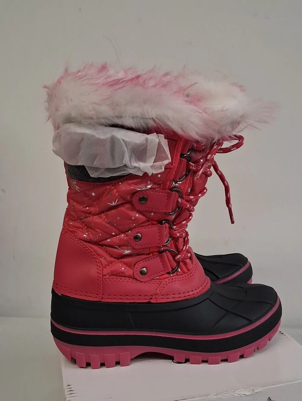 NWT Girls' Dream Pairs Fuchsia Pink Winter Snow Boots with Faux Fur Trim